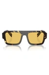 Prada 53mm Rectangular Sunglasses In Black Malt Tortoise