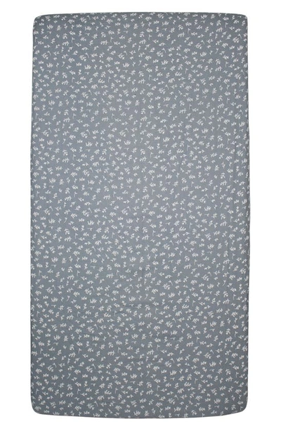 L'ovedbaby Branch Print Fitted Organic Cotton Crib Sheet In Twilight Leaves