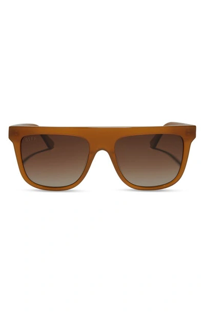 Diff Stevie 55mm Gradient Polarized Flat Top Sunglasses In Brown Gradient