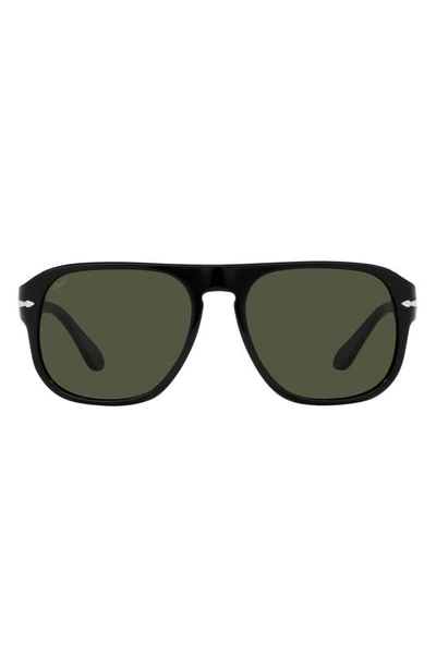 Persol Jean Pillow Sunglasses, 57mm In Black/green Solid