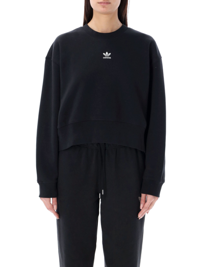 Adidas Originals Trefoil Essentials Crewneck Sweatshirt In Black