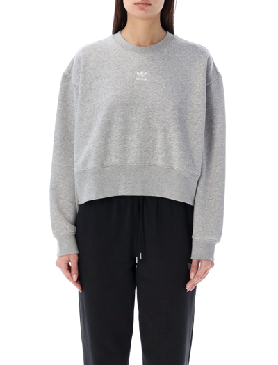Adidas Originals Cropped Fleece Sweatshirt In Grey