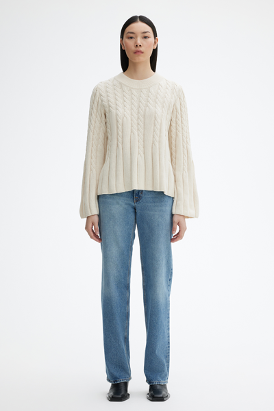 House Of Dagmar Faded Cable Knit In Cream White