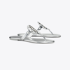 Tory Burch Miller Soft Leather Thong Sandals In Argento