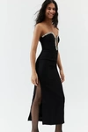 Bardot Eleni Crystal Trim Strapless Cocktail Midi Dress In Black