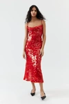 BARDOT KARINA SEQUIN MIDI DRESS IN RED, WOMEN'S AT URBAN OUTFITTERS