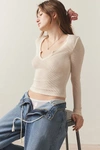 Out From Under Lias Notch Neck Top In Beige, Women's At Urban Outfitters In Beigr