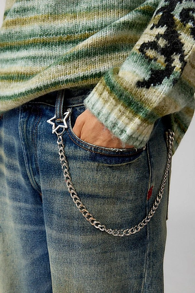 Urban Outfitters Star Clasp Wallet Chain In Silver, Men's At  In Metallic