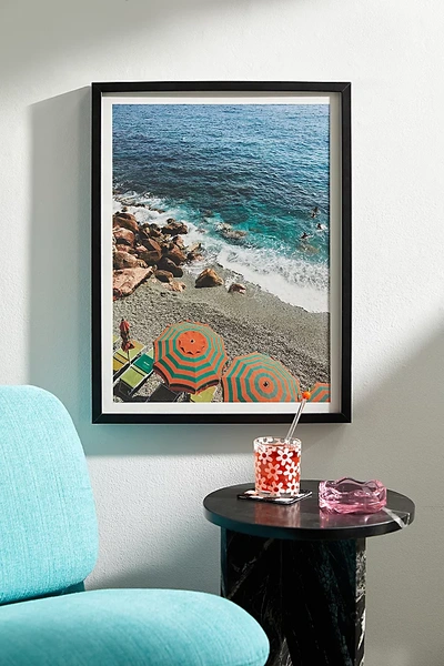 Urban Outfitters Erin Champ Positano Beach Art Print In Black Matte Frame At