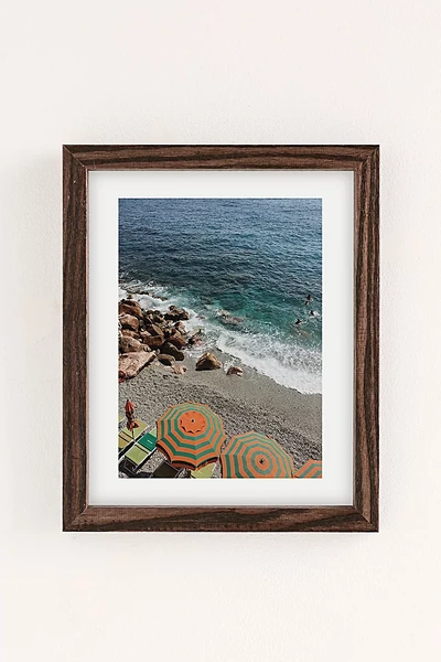Urban Outfitters Erin Champ Positano Beach Art Print In Walnut Wood Frame At