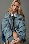 BDG SYDNEY NYLON BOMBER JACKET IN BLUE, WOMEN'S AT URBAN OUTFITTERS