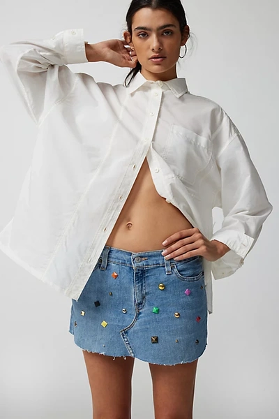 Urban Renewal Parties Remade Jewel Studded Denim Skirt In Indigo, Women's At Urban Outfitters