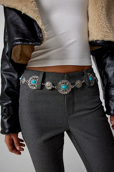 Urban Outfitters Open Circle Turquoise Belt In Silver, Women's At