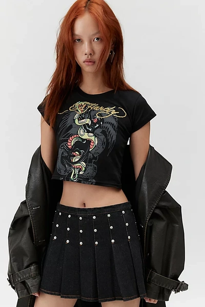 Ed Hardy Panther Baby Tee In Black, Women's At Urban Outfitters