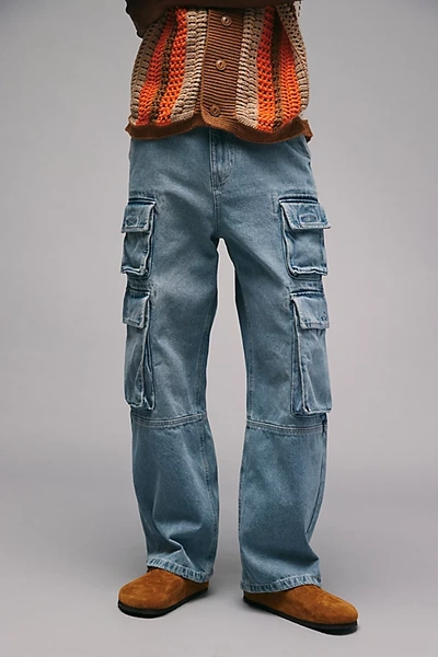 Bdg Baggy Skate Quad Cargo Jean In Vintage Denim Light, Men's At Urban Outfitters
