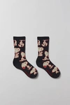 URBAN OUTFITTERS PEANUTS SNOOPY ALL OVER PRINT CREW SOCK IN CHARCOAL, MEN'S AT URBAN OUTFITTERS