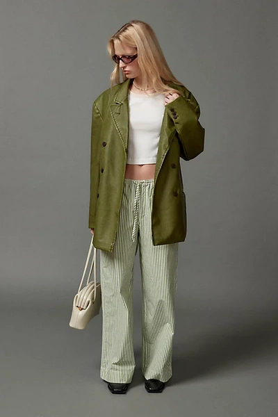 Bdg Joey Poplin Wide-leg Pant In Green, Women's At Urban Outfitters