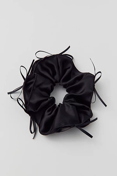 Urban Outfitters Satin Bow Scrunchie In Black At