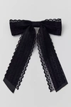 Urban Outfitters Dolly Satin Lace Hair Bow Barrette In Black At
