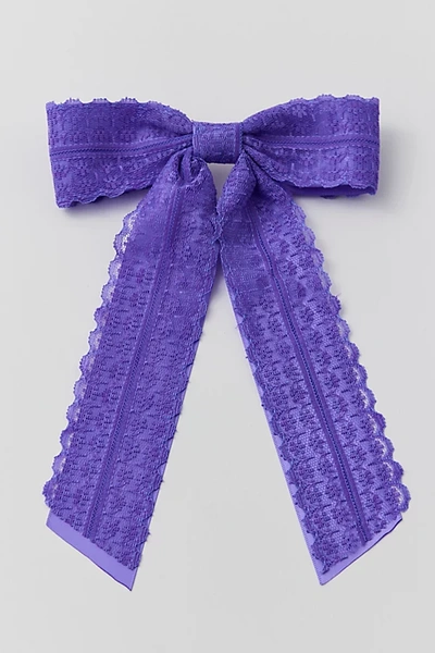 Urban Outfitters Dolly Satin Lace Hair Bow Barrette In Purple At