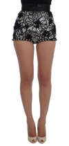 DOLCE & GABBANA BLACK CRYSTAL SEQUINED MINI SHORTS