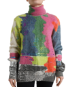 DOLCE & GABBANA MULTICOLOR MOHAIR TURTLENECK PULLOVER SWEATER