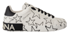 DOLCE & GABBANA WHITE LEATHER STARS LOW TOP SNEAKERS SHOES