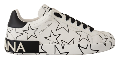 Dolce & Gabbana White Leather Stars Low Top Trainers Shoes