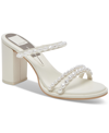 Dolce Vita Barrit Pearl Womens Embellished Faux Leather Block Heel In Vanilla Pearl
