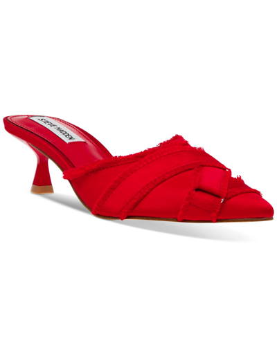 Steve Madden Women's Linza Pointed-toe Kitten-heel Pumps In Red Satin