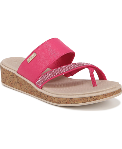 Bzees Bora Bright Washable Thong Sandals In Magenta Pink Faux Leather