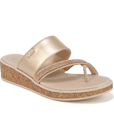 Bzees Bora Bright Washable Thong Sandals In Gold Faux Leather
