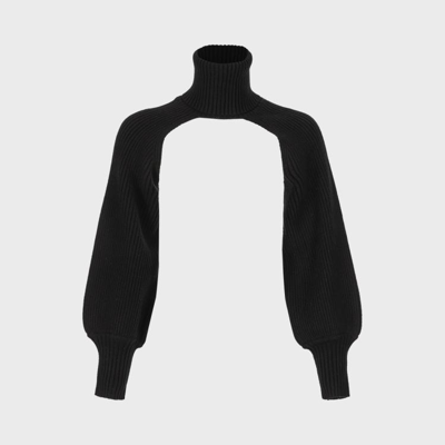 Zara 女士超短款个性设计感柔软舒适高领针织衫 In Black