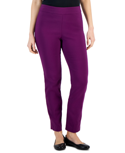 Jm Collection Women's Cambridge Woven Pull-on Pants, Created For Macy's In Bitter Purple