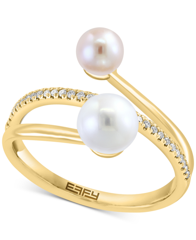 Effy Collection Effy Freshwater Pearl (5-6mm) & Diamond (1/10 Ct. T.w.) Coil Ring In 14k Gold