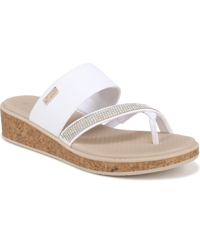 Bzees Bora Bright Washable Thong Sandals In White Faux Leather