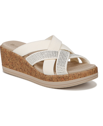 Bzees Reign Washable Strappy Wedge Sandals In Sugar White Fabric