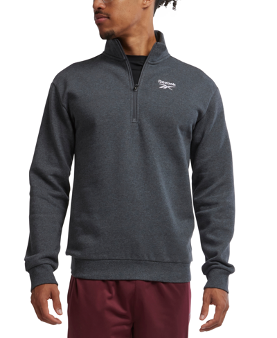 Reebok Men's Identity Regular-fit Quarter-zip Fleece Sweatshirt In Dark Grey Heather