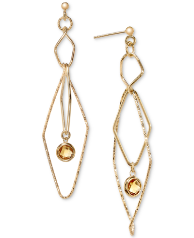 Macy's Citrine Openwork Orbital Geometric Drop Earrings (5/8 Ct. T.w.) In 14k Gold-plated Sterling Silver