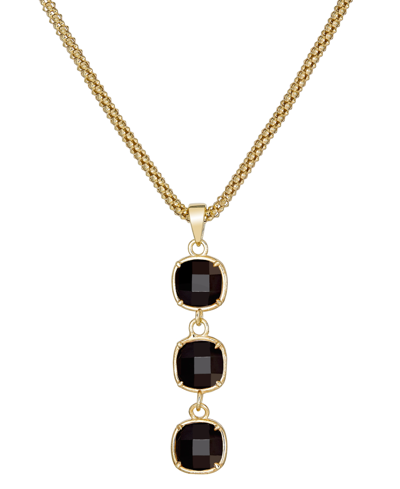 Macy's Lapis Lazuli Triple Drop Pendant Necklace In 14k Gold-plated Sterling Silver, 18 + 3" Extender (also In Onyx