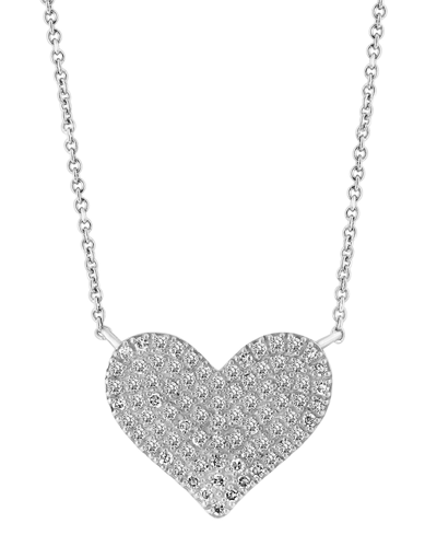 Effy Collection Effy Diamond Pave Heart 14" Pendant Necklace (1/3 Ct. T.w.) In Sterling Silver