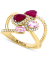 EFFY COLLECTION EFFY PINK SAPPHIRE (1/2 CT. T.W.), RUBY (7/8 CT. T.W.), & DIAMOND (1/4 CT. T.W.) CROSSOVER STATEMENT