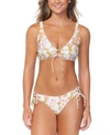 Raisins Juniors West Side Printed Bikini Top Sweet Side Tie Bikini Bottoms In Multi Color