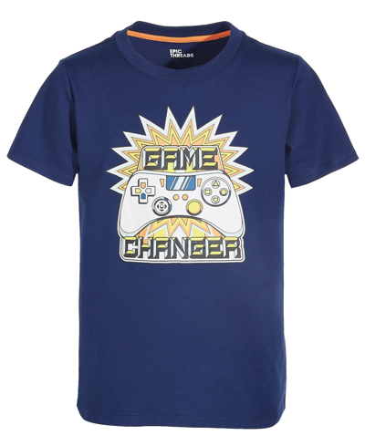 Epic Threads Big Boys Game Changer Graphic T-shirt, Created For Macy's In Navy Sea