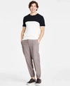 ALFANI MENS COLORBLOCKED SWEATER KNIT T SHIRT STRETCH PLEATED JOGGERS CREATED FOR MACYS