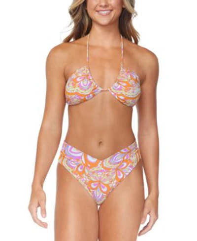 Raisins Juniors Lanakai Printed Halter Bikini Top Selina Printed V Waist Bikini Bottoms In Orange