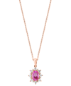 EFFY COLLECTION EFFY PINK SAPPHIRE (7/8 CT. T.W.) & DIAMOND (1/3 CT. T.W.) HALO 18" PENDANT NECKLACE IN 14K ROSE GOL