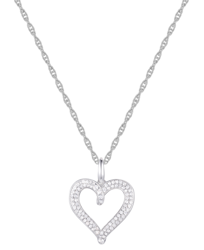 Macy's Diamond Heart 18" Pendant Necklace (1/4 Ct. T.w.) In 10k White Gold