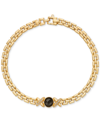 Macy's Onyx & White Topaz (1/10 Ct. T.w.) "x" Panther Link Bracelet In 14k Gold-plated Sterling Silver In Onyx