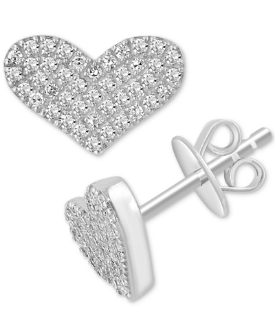 Effy Collection Effy Diamond Heart Cluster Stud Earrings (1/4 Ct. T.w.) In Sterling Silver